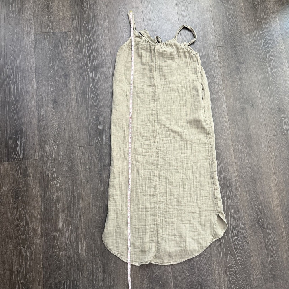 Old Navy NWT‎ 100% Cotton Gauze Olive Green Pocket Boho Lagenlook Maxi Dress XS - Picture 5 of 7